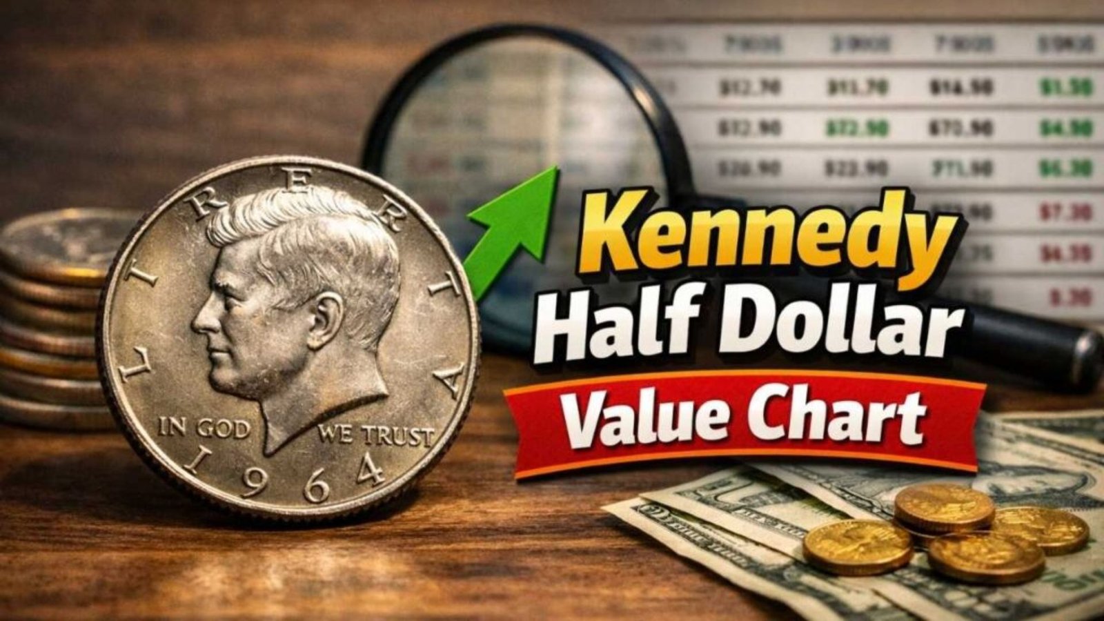 Kennedy half dollar value, Kennedy half dollar value chart 2026, Kennedy half dollar prices, rare Kennedy half dollars, Kennedy half dollar mint marks, 1964 Kennedy half dollar value, silver Kennedy half dollars, Kennedy half dollar collector guide, valuable JFK coins